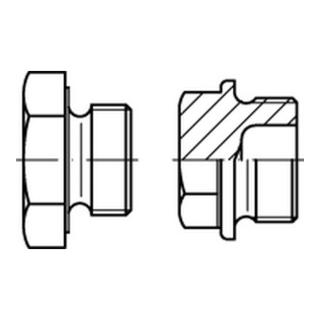 DIN 7604-C Sechskant-Verschlussschraube mit Flansch Feingewinde, Stahl 5.8, blank