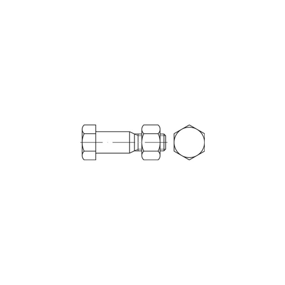 DIN 7968 Sechskant-Passschraube M12x50 Stahl 8.8 blank m. Mutter