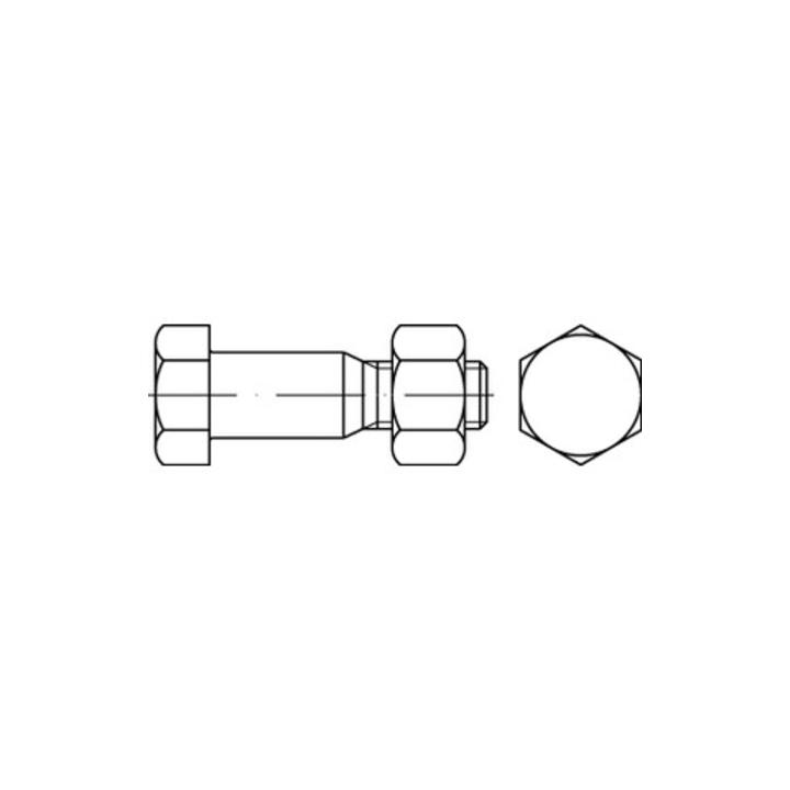 DIN 7968 Sechskant-Passschraube M16x40 Stahl 8.8 blank m. Mutter