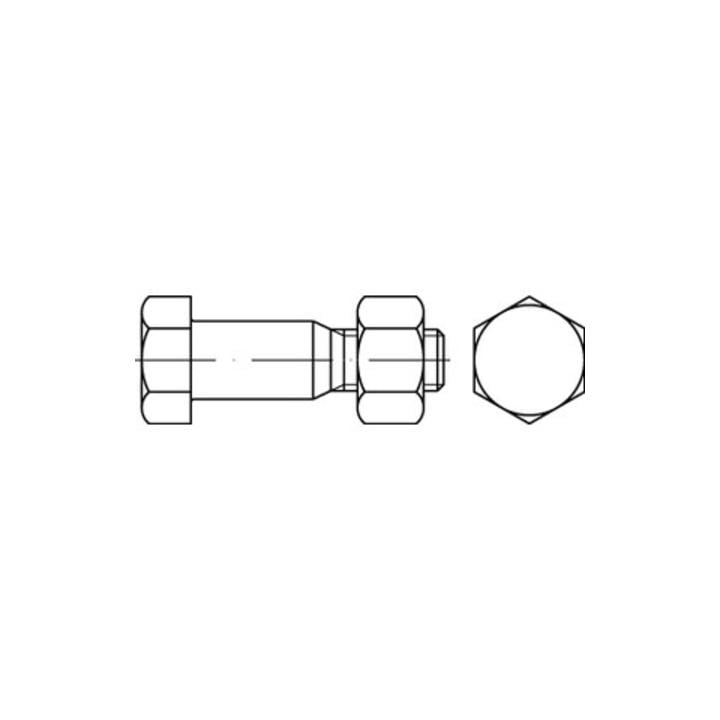 DIN 7968 Sechskant-Passschraube M16x45 Stahl 8.8 blank m. Mutter