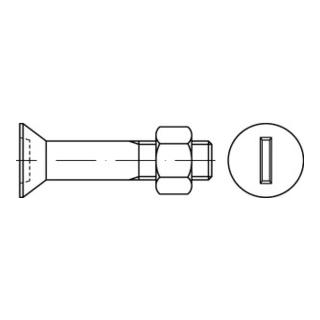 DIN 7969 Senkkopfschraube M12x60 Stahl 4.6 galvanisch verzinkt Schlitz m. Mutter