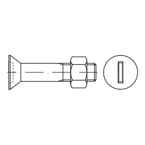 DIN 7969 Vis à tête fraisée fendue, pour constructions en acier, avec écrou, Mu 4.6 galZn M16x65 HP