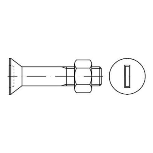DIN 7969 Vis fraisée fendue, pour constructions en acier, avec écrou, Mu 4.6 galZn M20x70 HP