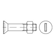 DIN 7969 Vis fraisée fendue, pour constructions en acier, avec écrou, Mu 4.6 galZn M24x120 HP
