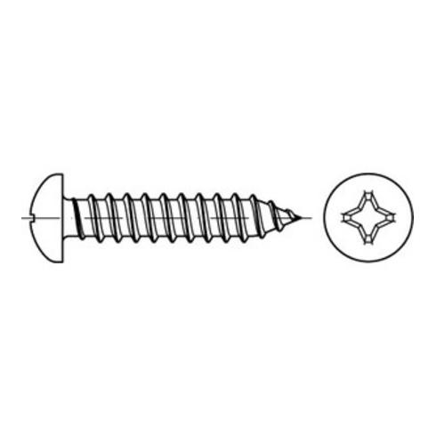 DIN 7981 Stahl Form C-H galvanisch verzinkt Linsen-Blechschrauben mit Spitze, mit Phillips-Kreuzschlitz H - Abmessung: C3,9 x 6,5-H VE=S (2000 Stück)