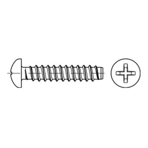 DIN 7981 Stahl Form F galvanisch verzinkt Linsen-Blechschrauben mit Zapfen mit Phillips-Kreuzschlitz H - Abmessung: F 3,9 x 6,5-H VE=S (1000 Stück)