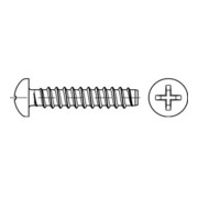 DIN 7981 Stahl Form F galvanisch verzinkt Linsen-Blechschrauben mit Zapfen mit Phillips-Kreuzschlitz H - Abmessung: F 3,9 x 6,5-H VE=S (1000 Stück)