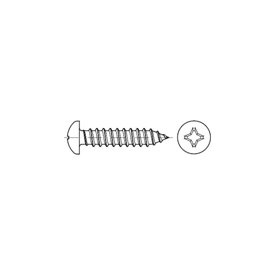 DIN 7981 Vis à tôle tête cylindrique, inox A2 -C-H 3,5x60 HP