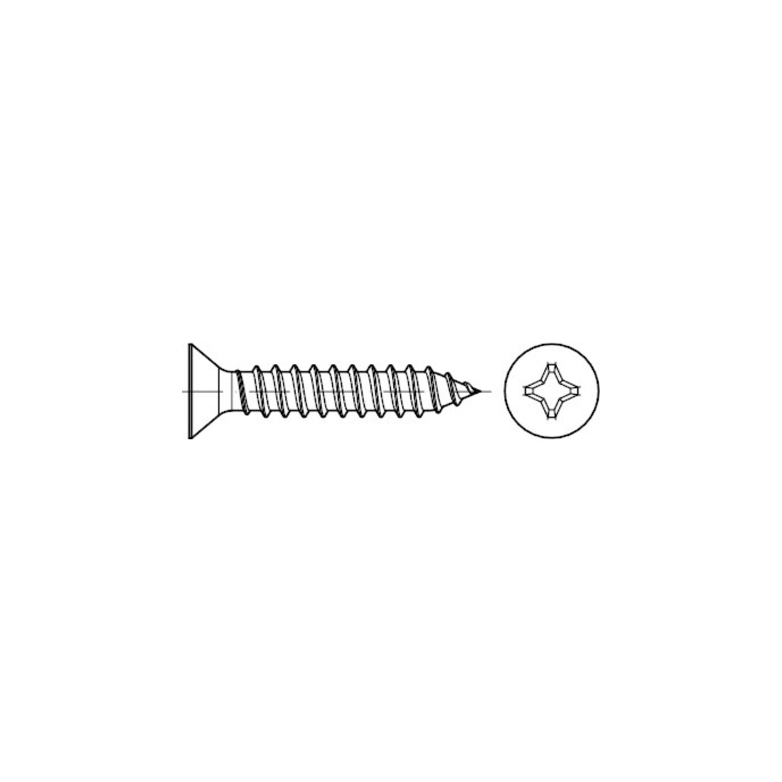 DIN 7982 Vis à tôle fraisée, inox A2 -C-H 4,2x50 KP