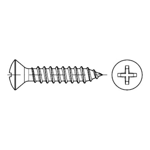 DIN 7983 Linsen-SENK-Blechschraube, Edelstahl A2 -C-H 3,5x19 KP