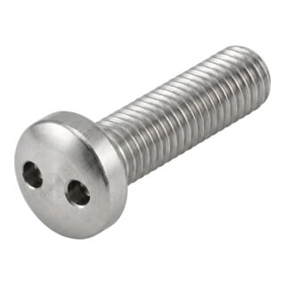 DIN 85/ISO 1580 Diebstahlhemmende Linsenkopfschraube Zweilochantrieb, Edelstahl A2-70, blank