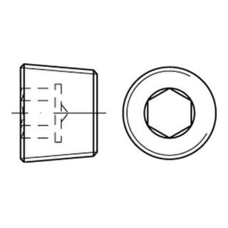 DIN 906 Verschlussschraube mit Innensechskant und kegeligem Feingewinde, Messing, blank, metrisch