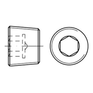 DIN 906 Verschlussschraube mit Innensechskant und kegeligem Feingewinde, Stahl 5.8, blank, metrisch