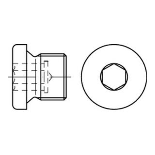 DIN 908 Verschlussschraube mit Bund Innensechskant Rohrgewinde, Messing, blank, imperial
