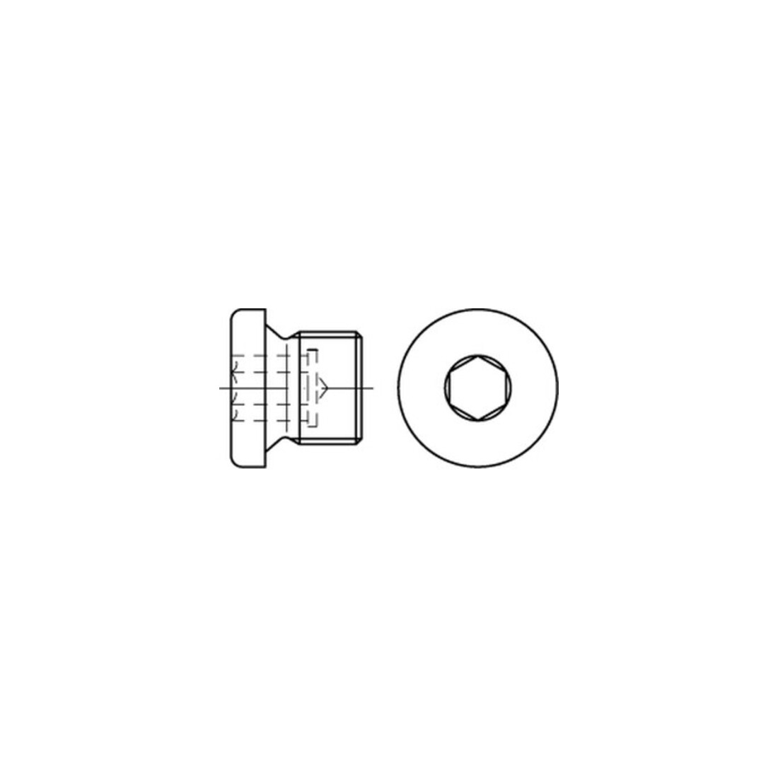 DIN 908 Verschlussschraube mit Bund Innensechskant Rohrgewinde, Messing, blank, imperial