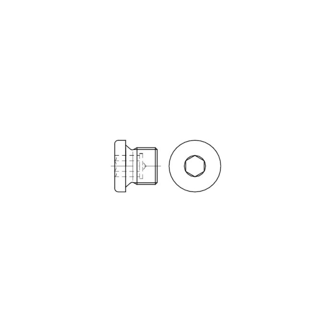 DIN 908 Vis de fermeture avec collerette et empreinte six pans creux, filetage fin cylindrique, ST G 1 A HP