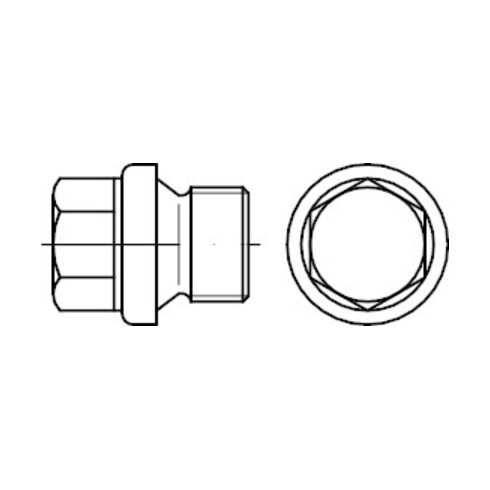 DIN 910 Verschlussschraube mit Bund, Außensechskant, schwer, zylindrisches FEIN-Gewinde, ST M30x1,5 HP