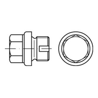 DIN 910 Verschlussschraube mit Bund Außensechskant schwer Rohrgewinde, Edelstahl, blank, imperial