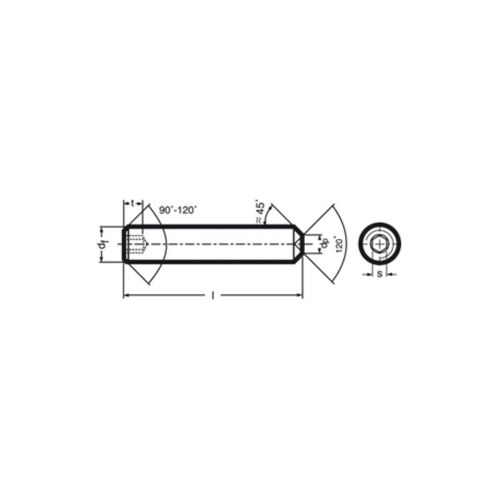 DIN 916/ISO 4029 Gewindestift mit Ringschneide Innensechskant, Edelstahl, blank