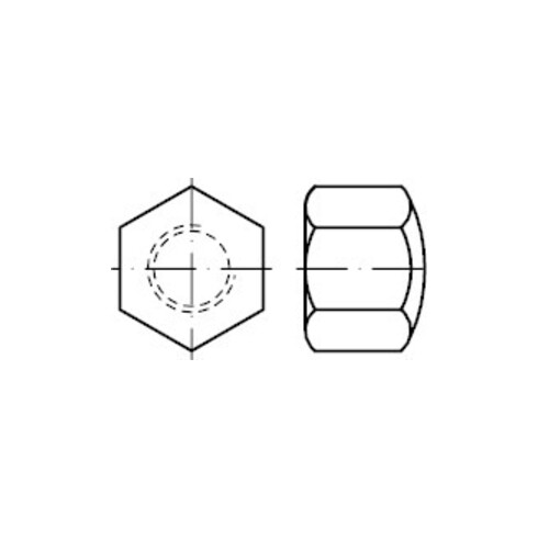 DIN 917 Sechskant-Hutmutter niedrige Form, 6Au galZn M10 HP