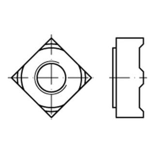 DIN 928 Vierkant-Schweißmutter, Stahl, blank