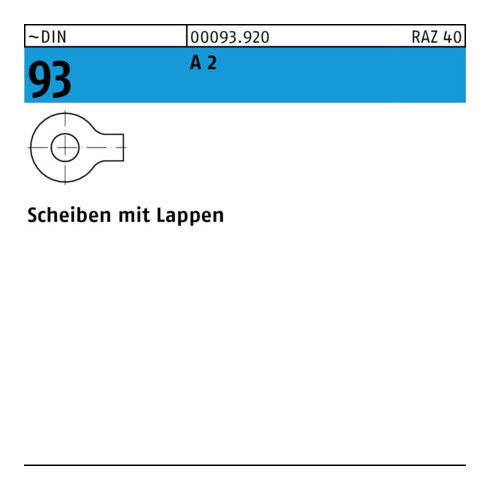 DIN 93 Scheibe mit 1 Lappen, Edelstahl A2 6,4 HP