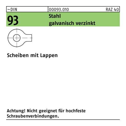 DIN 93 Scheibe mit 1 Lappen, ST 46 HP