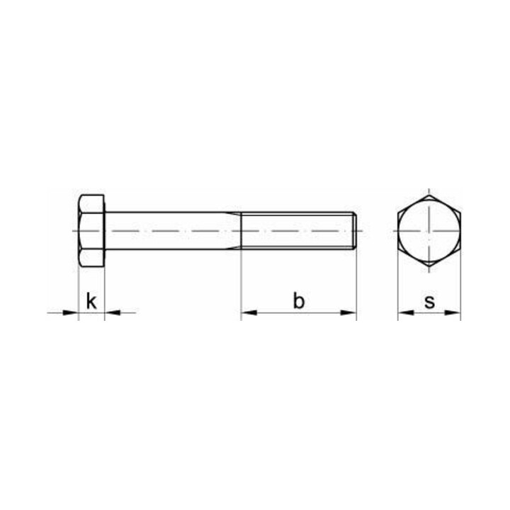 DIN 931 Vis à tête hexagonale avec tige, 8.8 galZn M16x150 HP
