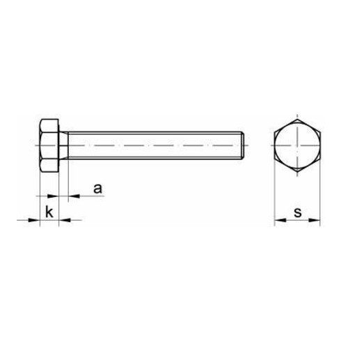 DIN 933 Sechskantschraube, Gewinde bis Kopf, Edelstahl A2 M30x65 HP