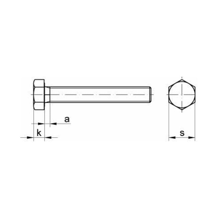 DIN 933 Sechskantschraube, Gewinde bis Kopf, MS M16x80 HP