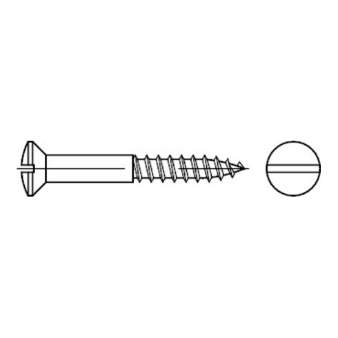 DIN 95 Linsensenk-Holzschraube mit Schlitz, Edelstahl A2 3,5x25 HP