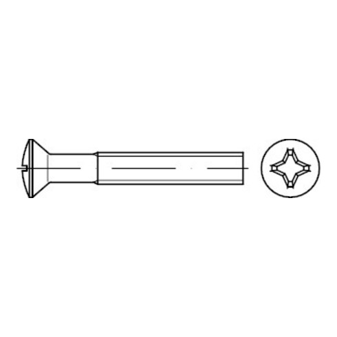 DIN 966 Linsensenkschraube, Phillips-Kreuzschlitz PH, 4.8 -H galZn M4x45 KP