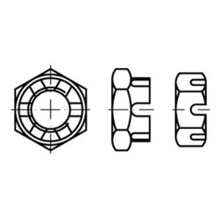DIN 937, 979/ISO 7038 Kronenmutter niedrige Form Feingewinde, Stahl, blank