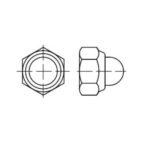 DIN 986 Écrou borgne hexagonal, pièce de serrage en polyamide, 6 galZn M12 HP