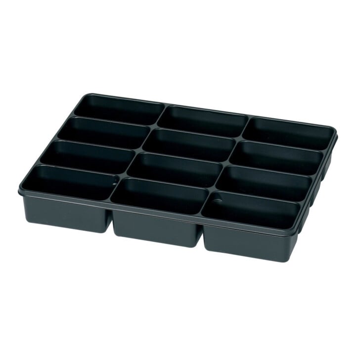 Dinzl Boîte en tôle d'acier 12 compartiments 50 × 340 × 240 mm avec insert en plastique