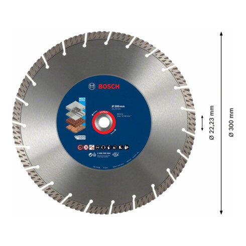 Bosch Disco da taglio diamantati EXPERT MultiMaterial 300x22,23x2,8x15mm, per smerigliatrici angolari grandi con dado di serraggio