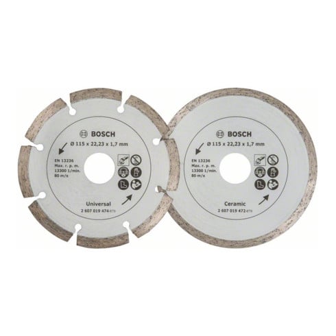 Bosch Disco da taglio diamantati per piastrelle e materiali da costruzione, Ø115mm