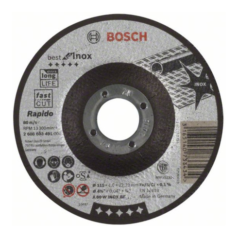 Disco da taglio Bosch Best for Inox a manovella - Rapido A 60 W Inox BF, 115, 22,23, 1,0mm