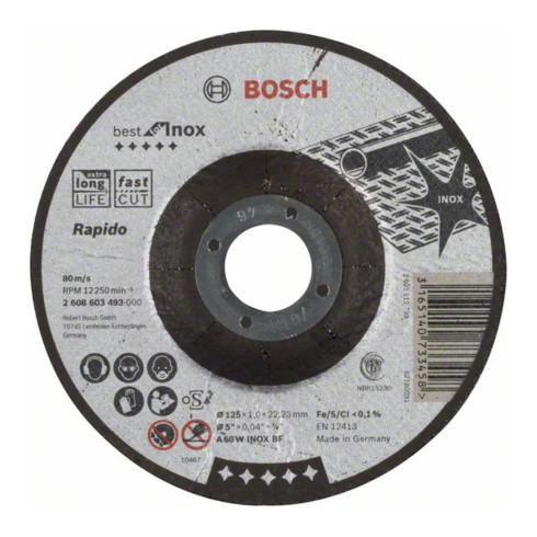 Disco da taglio Bosch Best for Inox a manovella - Rapido A 60 W Inox BF, 125, 22,23, 1,0mm