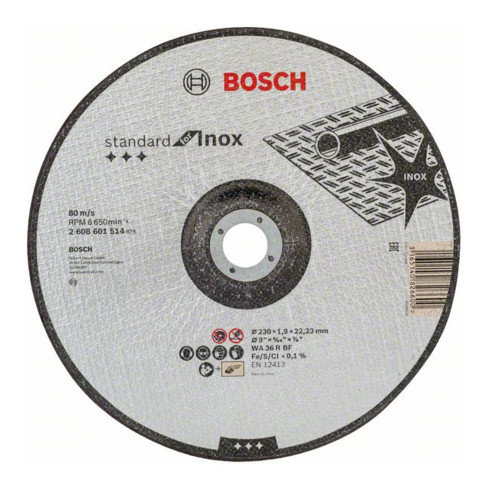 Bosch Disco da taglio Standard for Inox a manovella WA 36 R BF, 230mm, 22,23mm, 1,9mm