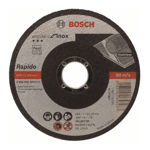 Bosch Disco da taglio dritto Standard for Inox, Rapido