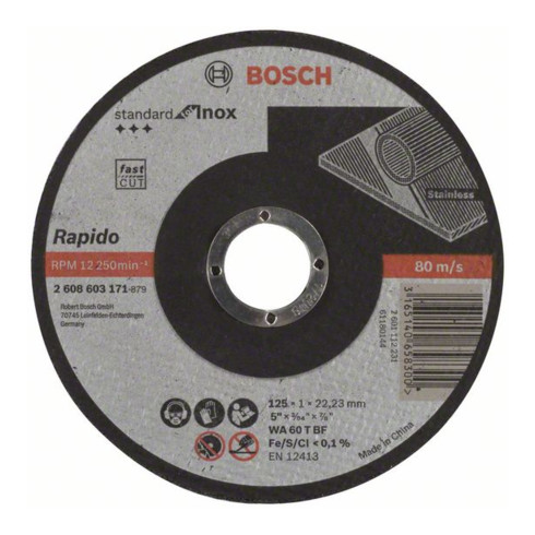 Bosch Disco da taglio dritto Standard for Inox, Rapido