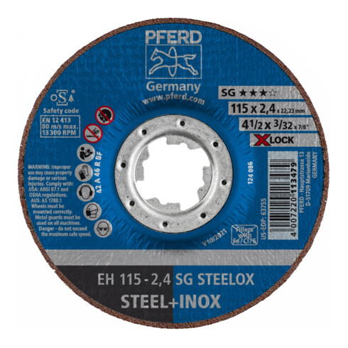 PFERD Disco da taglio EH 115-2,4 SG STEELOX/X-LOCK 2,4mm