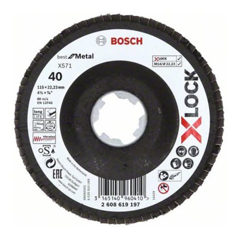 Bosch Disco lamellare X571 Best for Metal, angolato, fibra