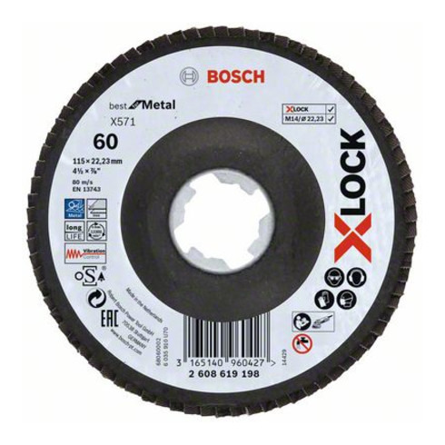 Bosch Disco lamellare X571 Best for Metal, angolato, fibra