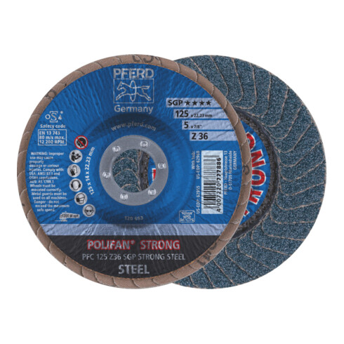 PFERD Disco lamellare POLIFFAN-STRONG (ZA) per STEEL, ⌀125mm, grana: 40