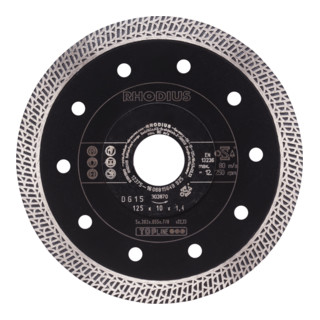 Disco per troncatura diamantato RHODIUS TOPline DG15 10,0 x 1,4 x 22,23 mm
