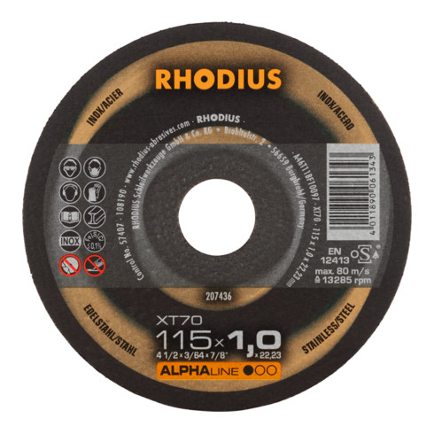 Disco per troncatura ultrasottile RHODIUS ALPHAline XT70 Box