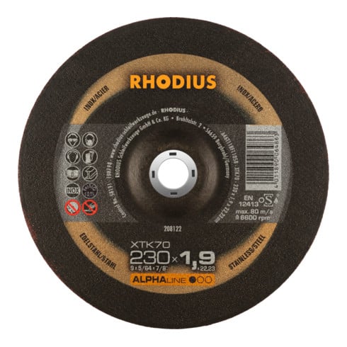 RHODIUS Disco per troncatura ultrasottile ALPHAline XTK70 230x1,9x22,23mm