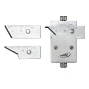 Dispositif de mesure de chanfrein Helios Preisser avec rail de mesure interchangeable pour 30°, 45°, 60°.